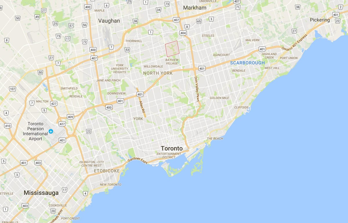Ramani ya Bayview Woods – Steeles wilaya ya Toronto