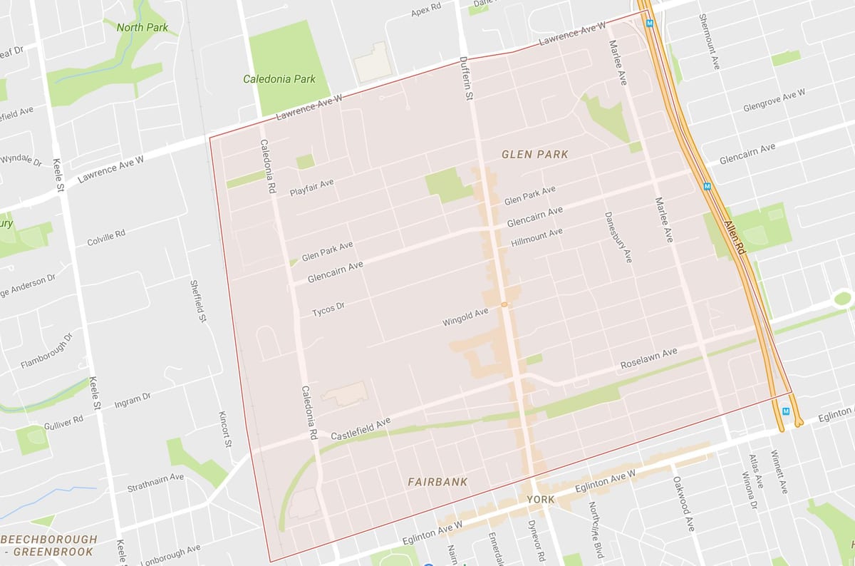 Ramani ya Briar Hill–Belgravia kitongoji Toronto
