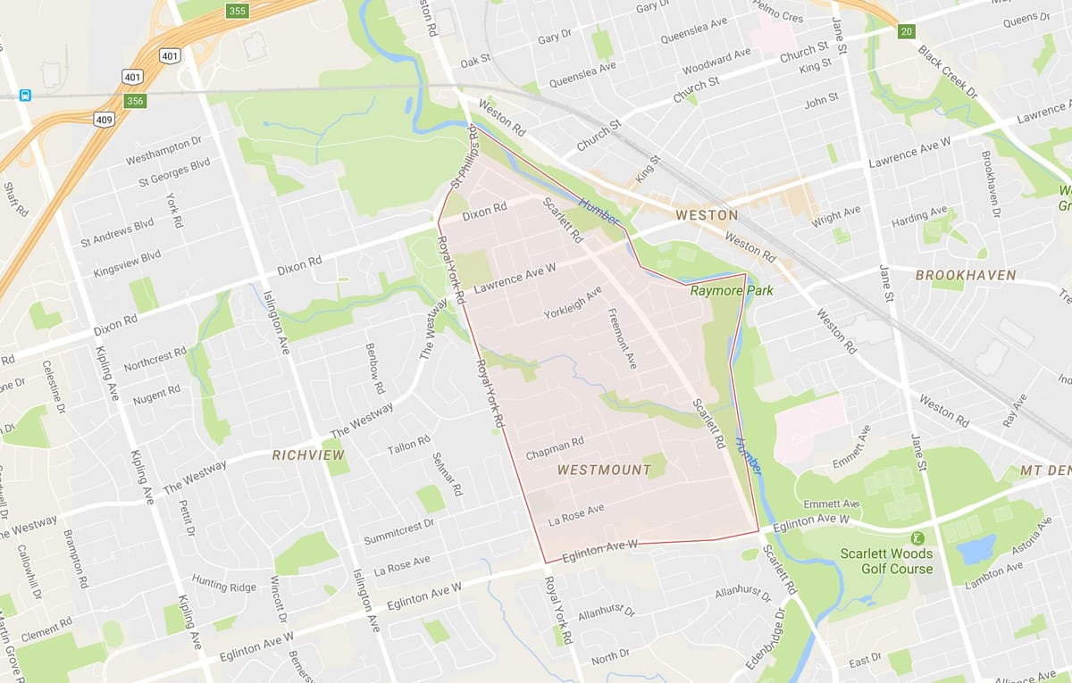 Ramani ya Humber Urefu – Westmount kitongoji Toronto
