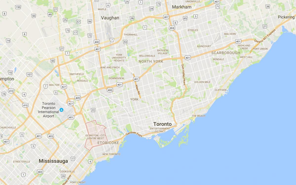 Ramani ya Islington-City Centre wilaya ya Magharibi Toronto