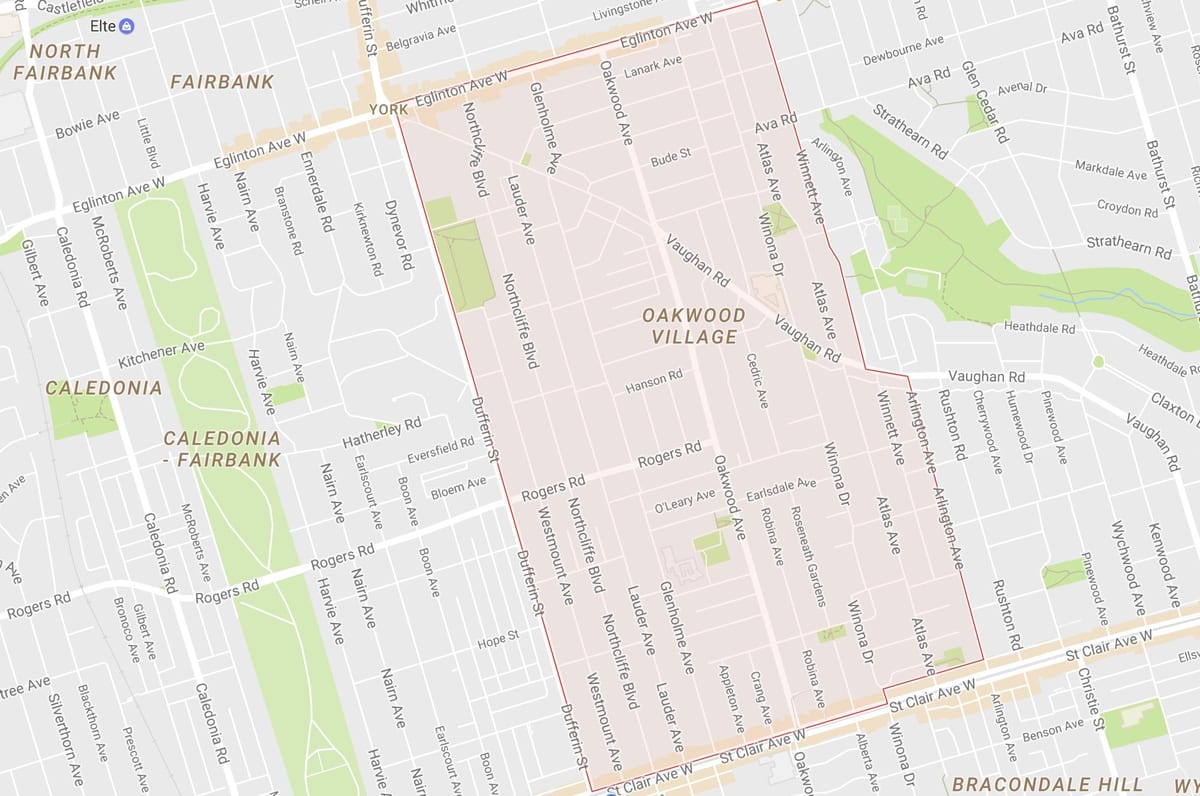 Ramani ya Oakwood–Vaughan kitongoji Toronto