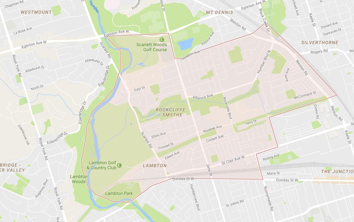 Ramani ya Rockcliffe–Smythe kitongoji Toronto