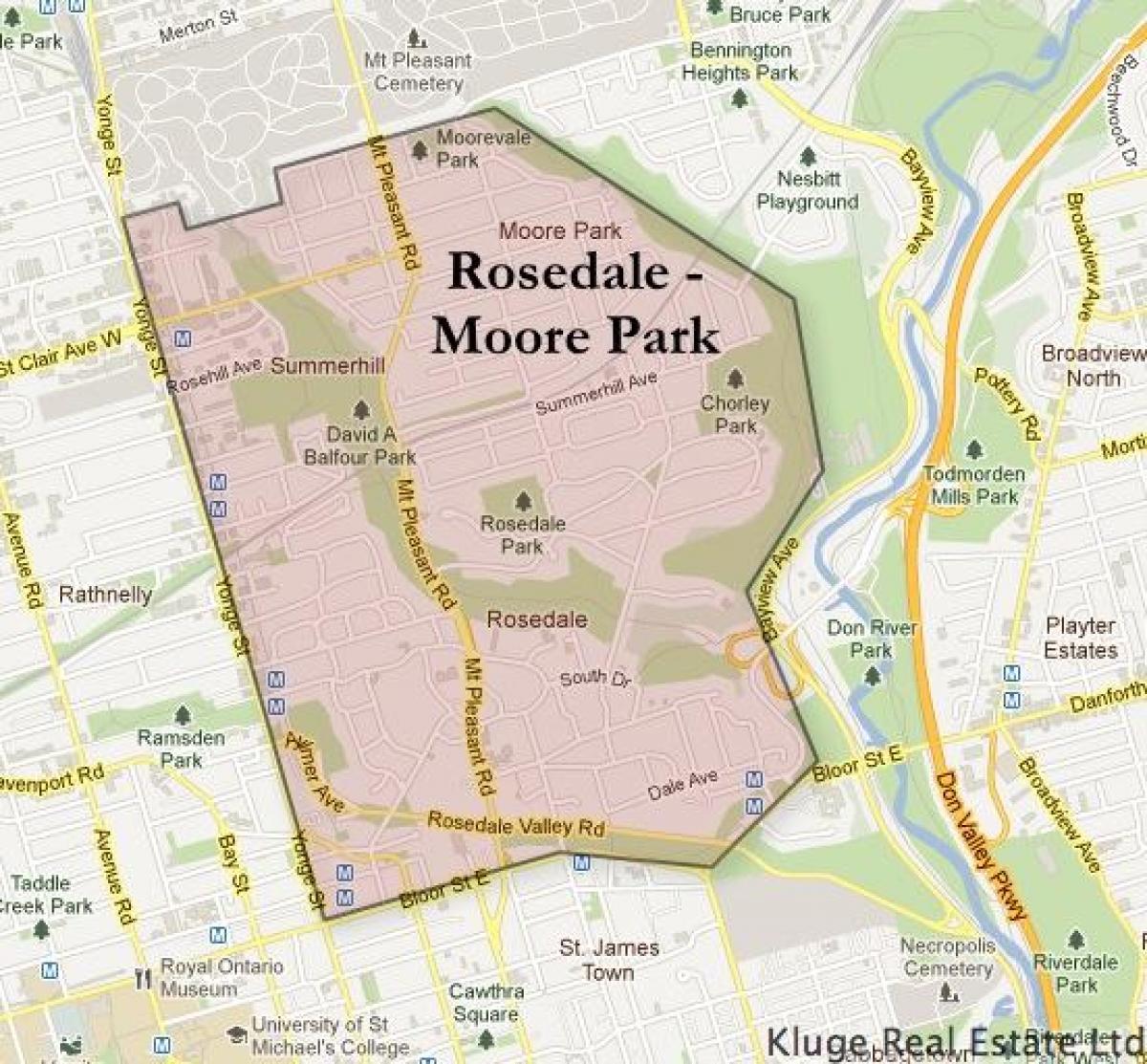 Ramani ya Rosedale Moore Hifadhi ya Toronto