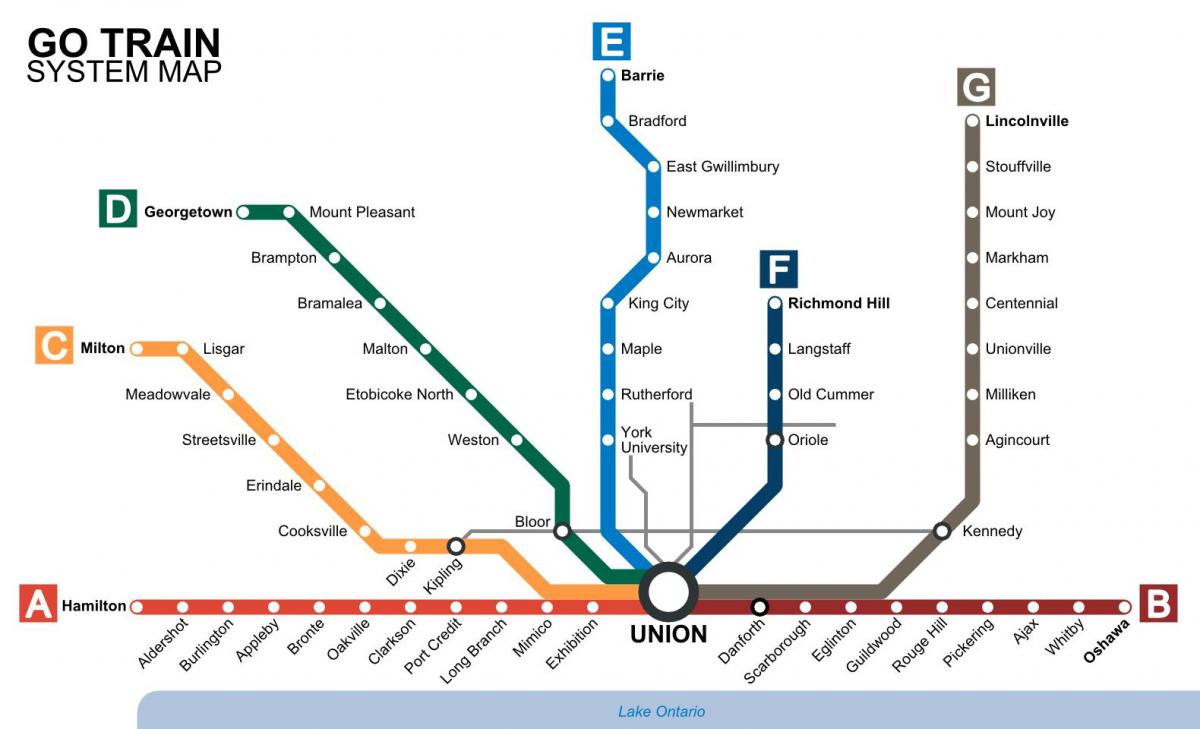 Ramani ya Toronto treni Kwenda Transit