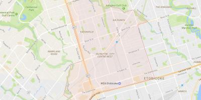 Ramani ya Islington-City Centre Magharibi kitongoji Toronto
