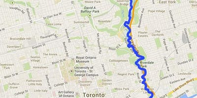 Ramani ya Don mto Toronto